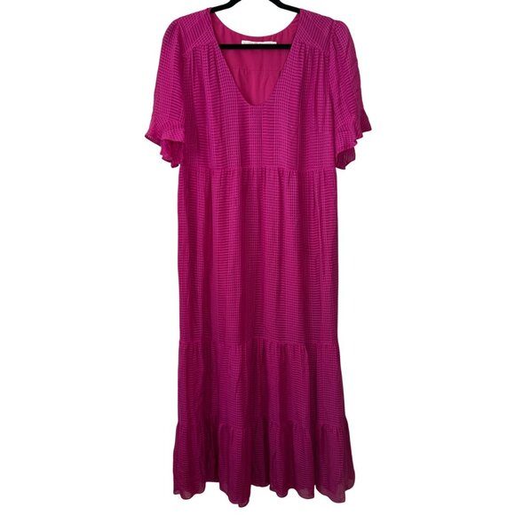 Marie Oliver Dress 100% Silk Vanessa Maxi Fuchsia Size XL - Picture 3 of 8